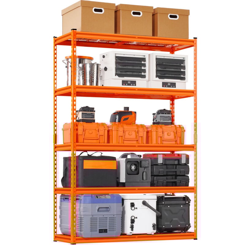 Mophorn - tagères de rangement, capacité de 2 500 lb, étagères en métal robustes à 5 niveaux, 18 po p x 48 po l x 72 po h réglables pour garage,