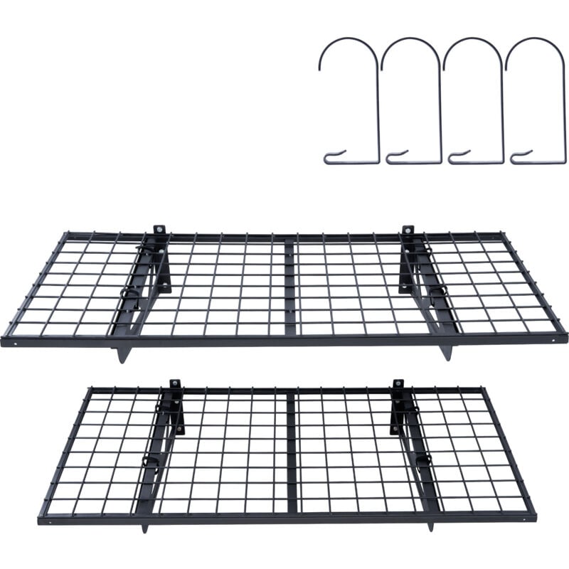 Mophorn - tagères de rangement pour garage 4 x 2 pi - Lot de 2. Étagères flottantes de rangement pour garage à fixation murale robuste. Capacité de