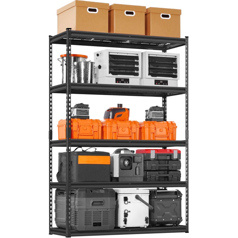 Mophorn Étagères de rangement robustes à 5 niveaux de 2 500 lb, 18 po de profondeur x 48 po de largeur x 72 po de hauteur, étagère en métal réglable,