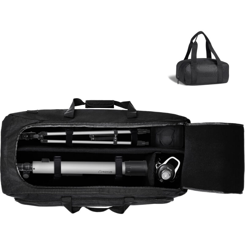 Tui pour télescope, 770 mm, sac de rangement avec boucles fixes. Multi-poches et séparateur amovible. Amortisseur pour tube optique, trépied et poche