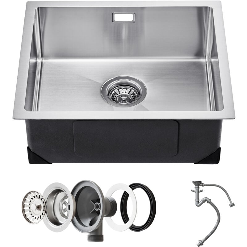 Mophorn - vier de cuisine de 50 cm, cuve sous plan en acier inoxydable 304, cuve simple avec accessoires, pour camping-car, cuisine de préparation,