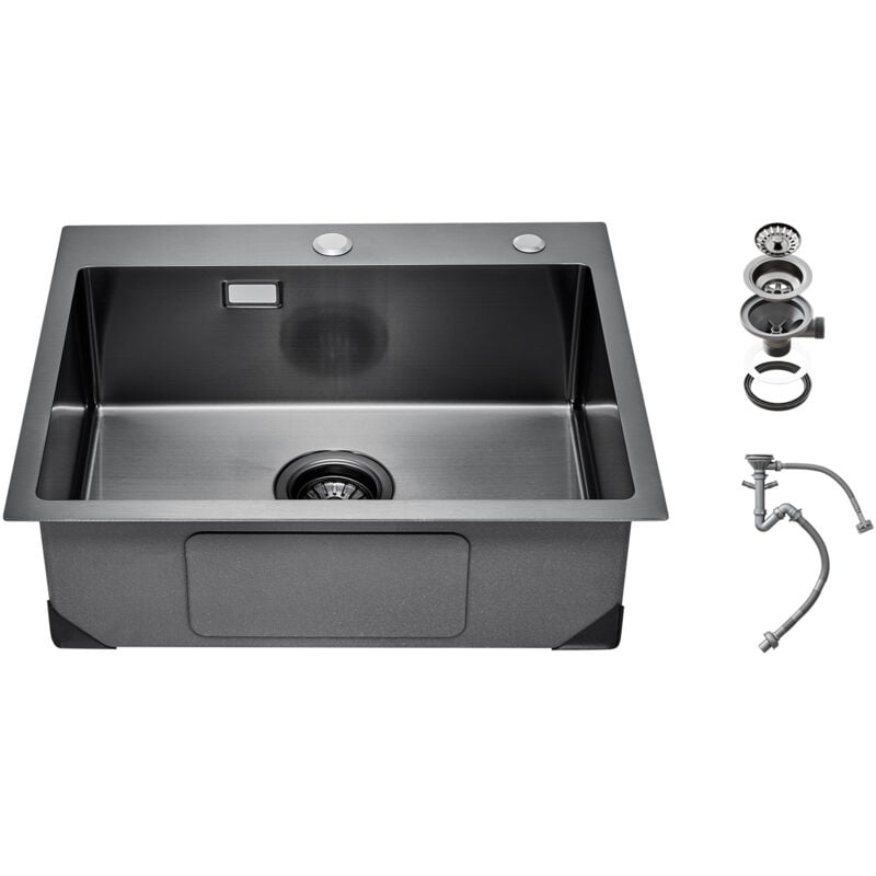 Mophorn - vier de cuisine de 55 cm, évier à montage sur le dessus en acier inoxydable 304. Un lavabo de ferme à cuve unique encastrable avec
