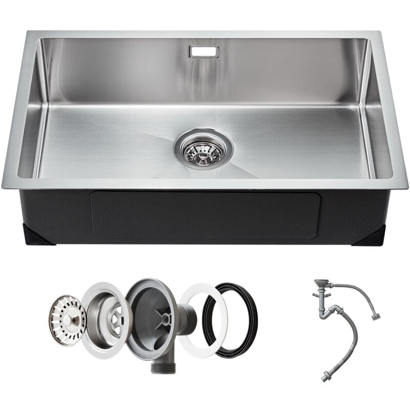 Mophorn - vier de cuisine de 70 cm, évier sous plan en acier inoxydable 304, vasque simple à encastrer avec accessoires, pour camping-car, cuisine de
