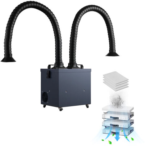 Mophorn Extractor de Humos de Soldadura 275 W con Mangueras Dobles Absorbedor de Humo de Soldadura 380 m³/h sin Escobillas con Filtros de 4 Etapas y 10 Velocidades para Soldadura, Grabado Láser