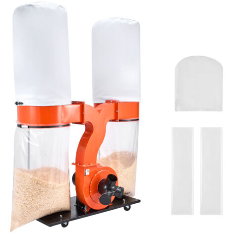 Mophorn Extractor de polvo, capacidad de 2634,47 m³/h,sistema de recolección de partículas de madera de 2,5 micras,motor de 3,0 HP,incluye dos bolsas de polvo de 132,5L y dos bolsas de filtro de 159 L