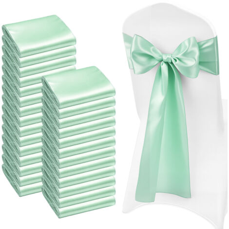 Mophorn Fasce per Sedie in Raso con Fiocchi, Nastri Decorativi per Sedie, Ideali per Matrimoni, Feste e Banchetti, Coprisedie Eleganti, 275 x 17 cm, Set da 100 Pezzi, Verde Chiaro