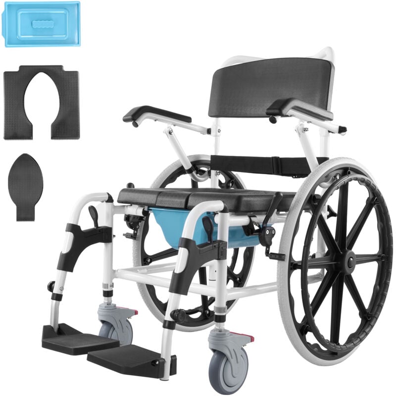 Mophorn - Fauteuil roulant de douche, chaise de bain roulante en alliage d'aluminium de 17,5 pouces avec frein, réglable pour les adultes handicapés,