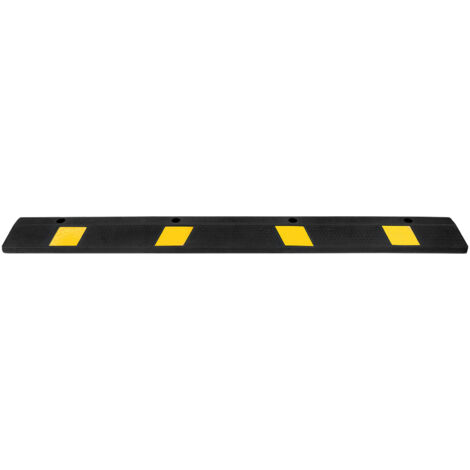 Mophorn Fermaruote in gomma per parcheggi da garage, 184 x 16 x 11 cm, limitatore di parcheggio con strisce riflettenti, blocchi fermaruota in gomma per auto, furgoni e camion, guida ruota