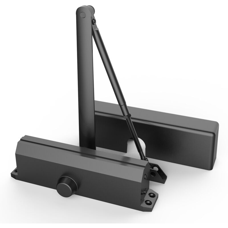 Ferme-porte automatique pour portes de 150 kg, tampon hydraulique réglable, aluminium moulé robuste, installation facile, noir pour usage commercial