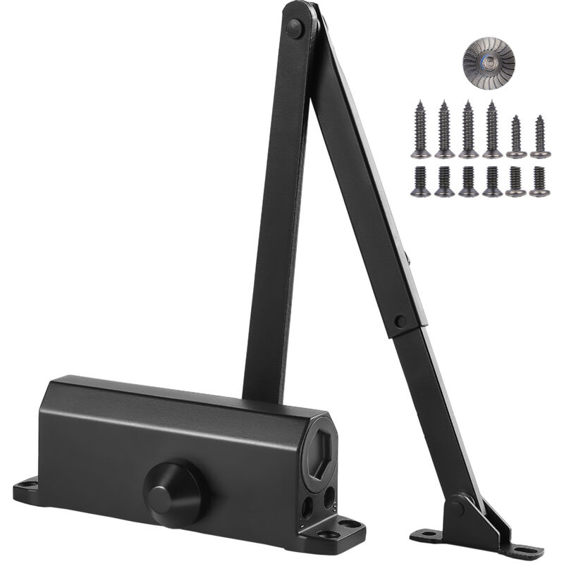 Mophorn - Ferme-porte , capacité de charge de 68 kg, tampon hydraulique réglable, aluminium moulé robuste, installation facile, noir, utilisation