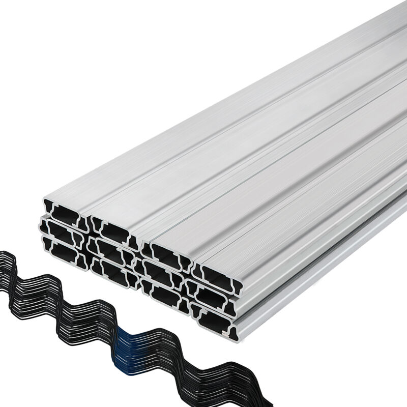 Vevor Fil ondule et canal de verrouillage, 2 m, canal de verrouillage a ressort pour serre, lot de 50, avec revetement pe canal alliage dealuminium