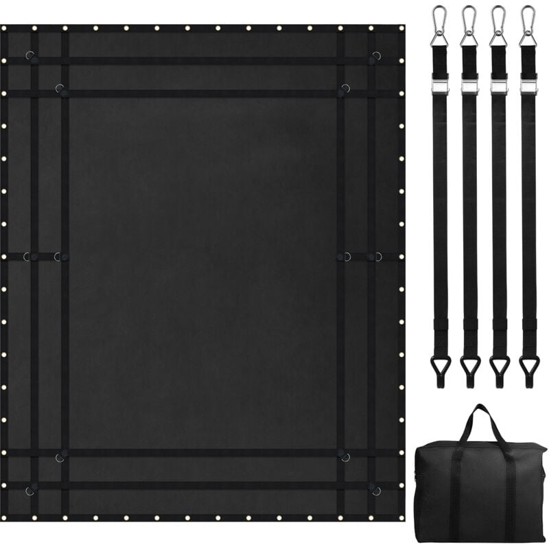 Filet de chargement, 120 po x 105 po – Filet de chargement robuste pour benne de camion avec 4 sangles réglables, mousquetons et crochets recouverts