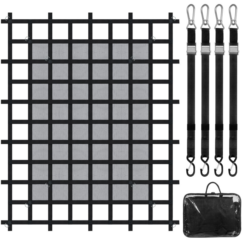 Filet de chargement, 72 po x 57 po, robuste pour plate-forme de camion, 4 sangles réglables,mousquetons et crochets en S,résistant à