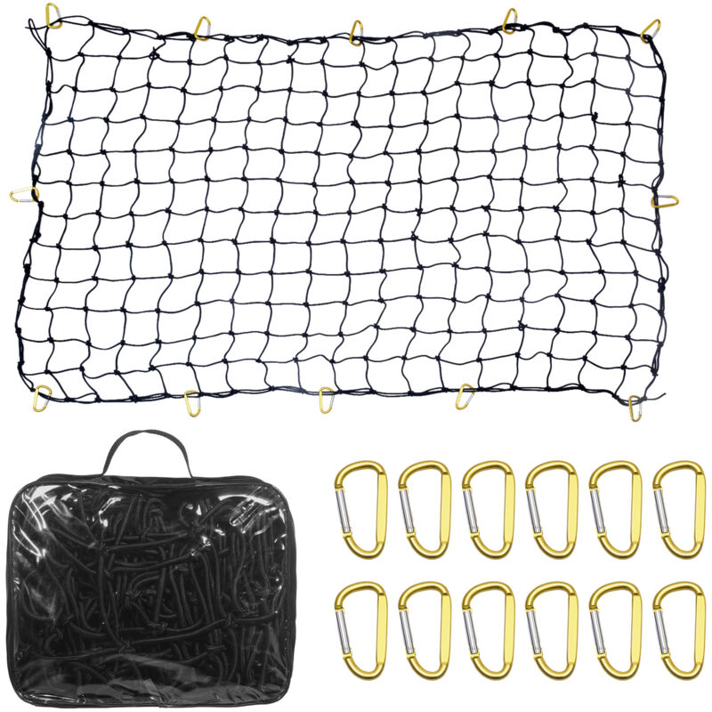 Filet de chargement, 72'x48', filet élastique robuste avec 12 mousquetons, 4' x 6' extensible jusqu'à 7,2' x 10,8', résistant à l'usure et aux