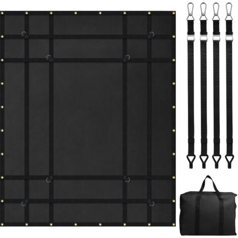 Mophorn Filet de chargement, 72"x57", filet de chargement robuste pour camion avec 4 sangles réglables, mousquetons et crochets recouverts de caoutchouc, durable, (noir)