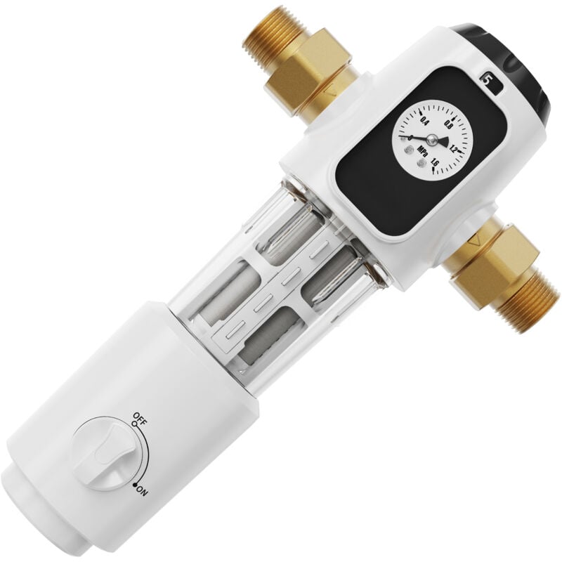 Filtre à sédiments Spin Down, filtre à sédiments pour toute la maison de 40 microns pour l'eau de puits, 3/4' g-m + 1' g-m, débit élevé de 4 t/h,