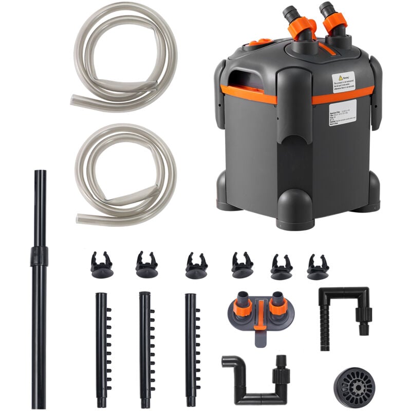 Filtre d'aquarium 172 gph, filtre à cartouche de 30 gallons, filtre électrique submersible ultra-silencieux avec protection uv, multifonction pour