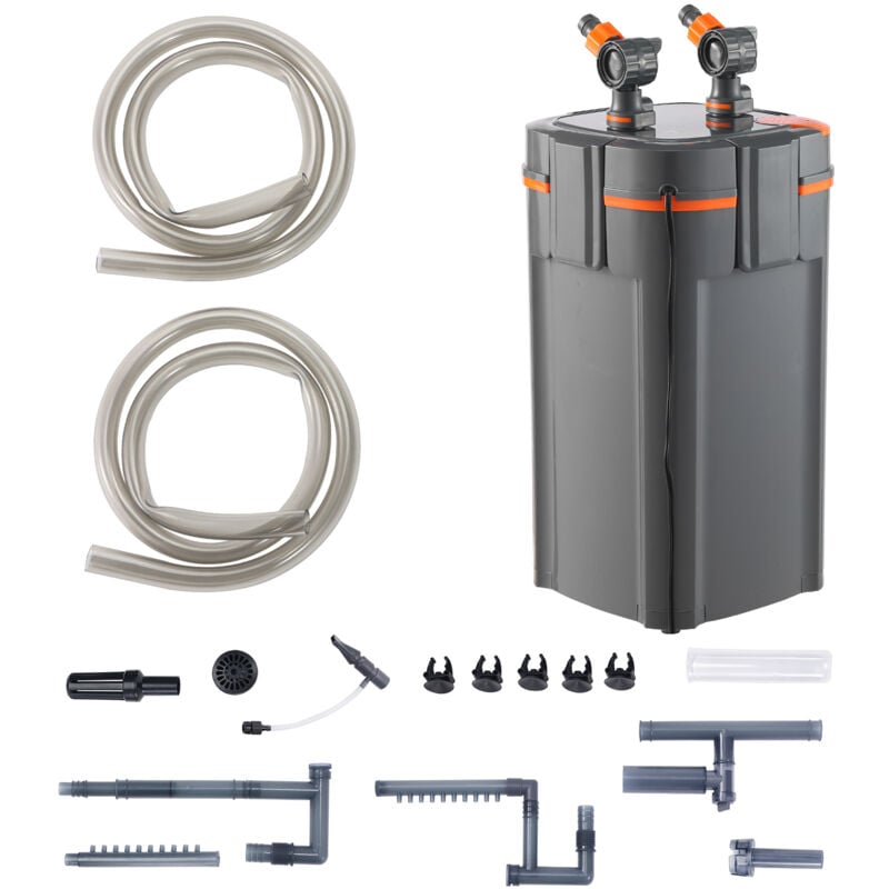 Mophorn Filtre d'aquarium 317GPH, filtre à cartouche en 4 étapes 100 gallons, filtre submersible ultra-silencieux avec protection UV, filtre interne