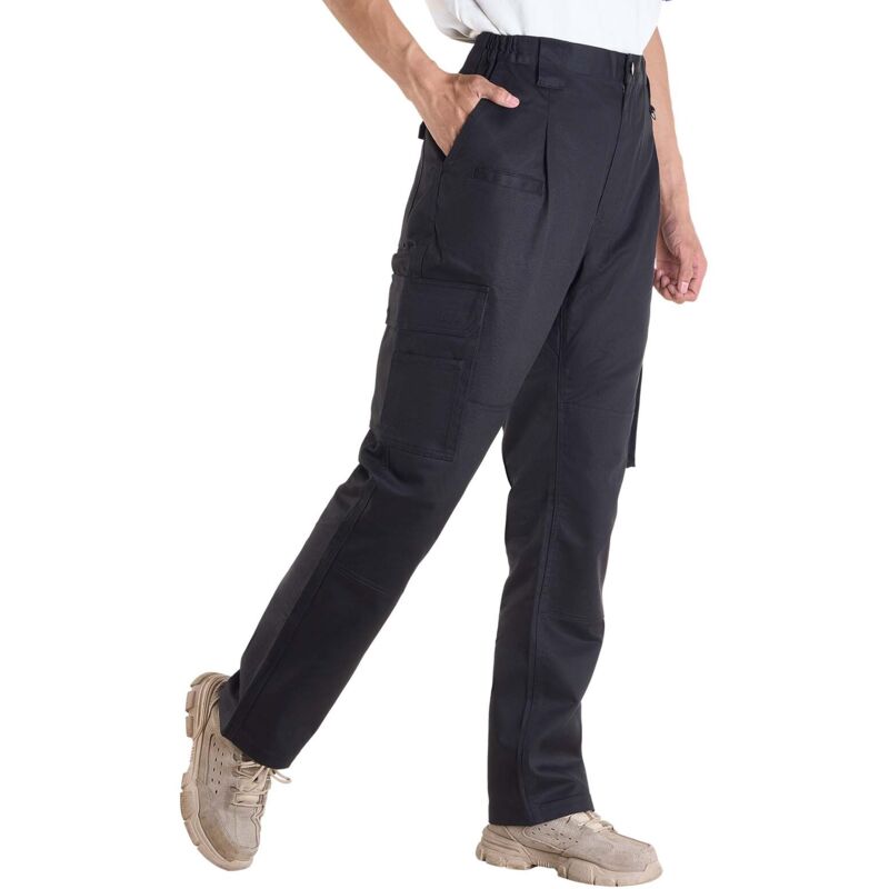 Mophorn Flame-Resistant Men's Pants, 100% Cotton Cargo Design with Elastic Waist and Multiple Pockets, Durable Tear-Resistant Stitching, Suitable for