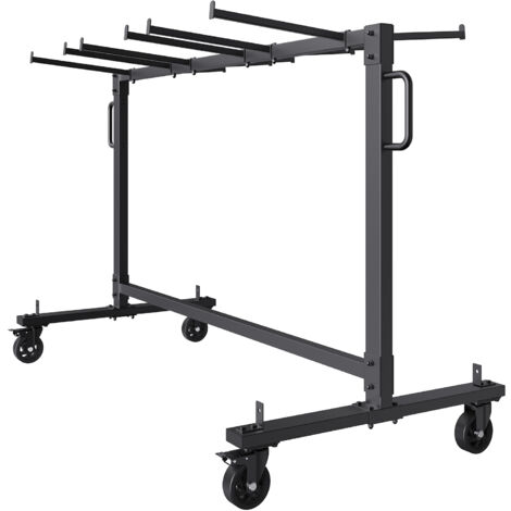 Mophorn Folding Chair Cart, Single Layer Mobile Dolly, Heavy Duty Storage Trolley with 265 lbs Capacity for 42 Chairs, Iron Holder with 4 Casters, 2 Elastic Cords, Dust Cover