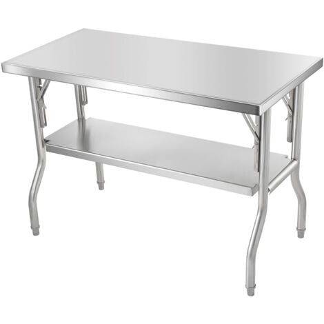 Mophorn Folding Commercial Prep Table 48 x 24 Inch with Undershelf, Heavy-duty Stainless Steel Folding Table for Home Kitchen Restaurant Garage