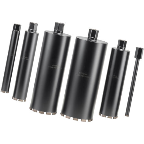 Mophorn Forets diamantés pour carotteuse 6 pièces,diamètre de couronnes 26/50/76/102/127/152 mm,profondeur de perçage 356 mm, filetage intérieur 1-1/4 po-7 32 mm-7, adaptés au béton et à la maçonnerie