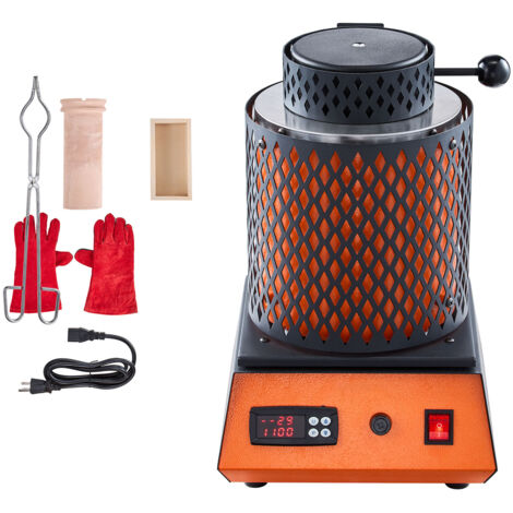 Mophorn Forno di Fusione Elettrico, 1350 W, Macchina per Fusione di Metalli fino a 1150 ℃ con Crogiolo in Ceramica da 3 kg, Kit per Oro, Creazione di Gioielli, Barre e Componenti Metallici
