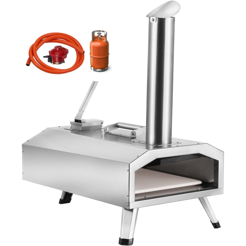 Mophorn - Four à pizza double combustible, unité portable de 30,5 cm, alimenté aux granulés et au gaz avec pied pliable, pierre à pizza épaisse en