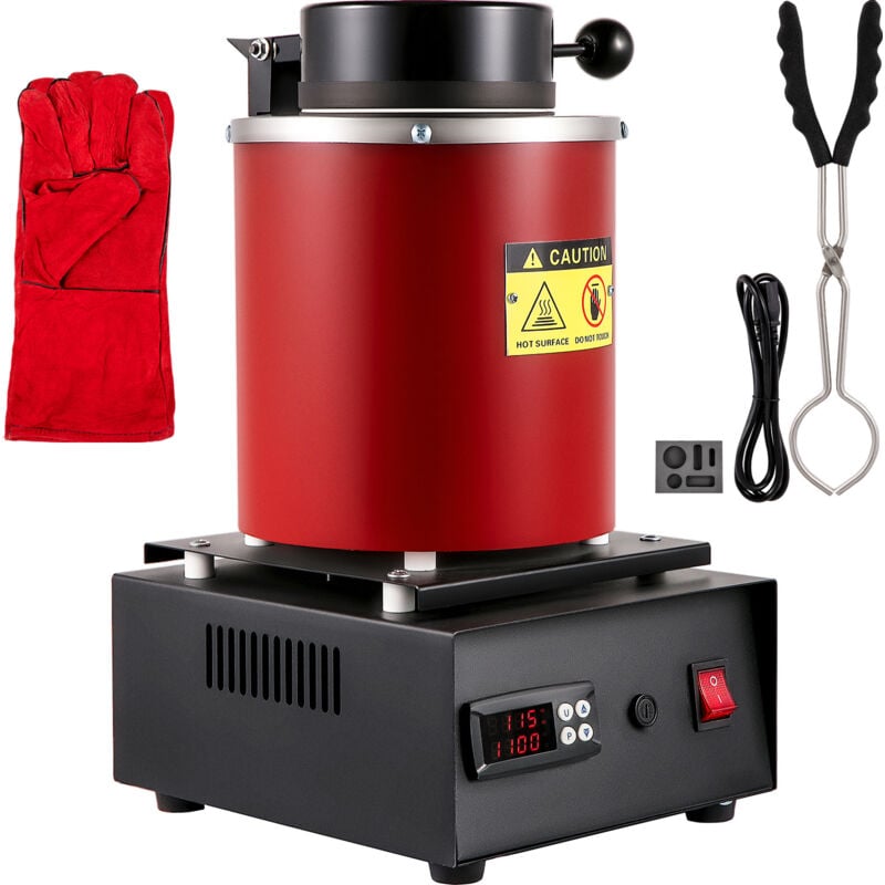 Mophorn - Four de fusion électrique 3KG, numérique 1750W, 1150℃/2102℉ Fonderie d'or avec creuset en graphite et matrice de lingot, pour or, argent,