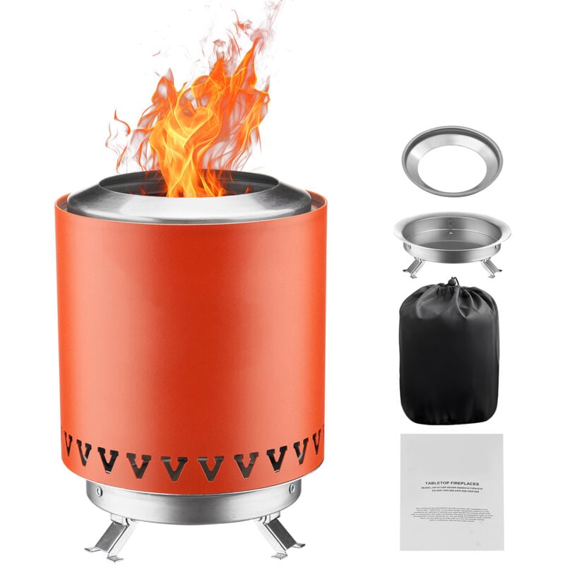 Mophorn Foyer de table , foyer en acier inoxydable de 6 pouces pour utilisation intérieure/extérieure, alimenté au bois/granulés, rouge, 1,96 lb
