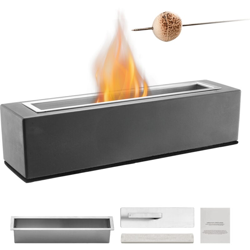 Mophorn - Foyer de table , foyer en béton de 15 pouces, intérieur/extérieur, brûleur d'alcool à friction portable, machine à s'mores, gris clair