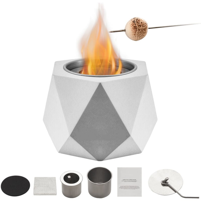 Mophorn - Foyer de table , foyer en béton pour décoration intérieure/extérieure, brûleur à alcool portable, mini machine à smores avec extincteur,