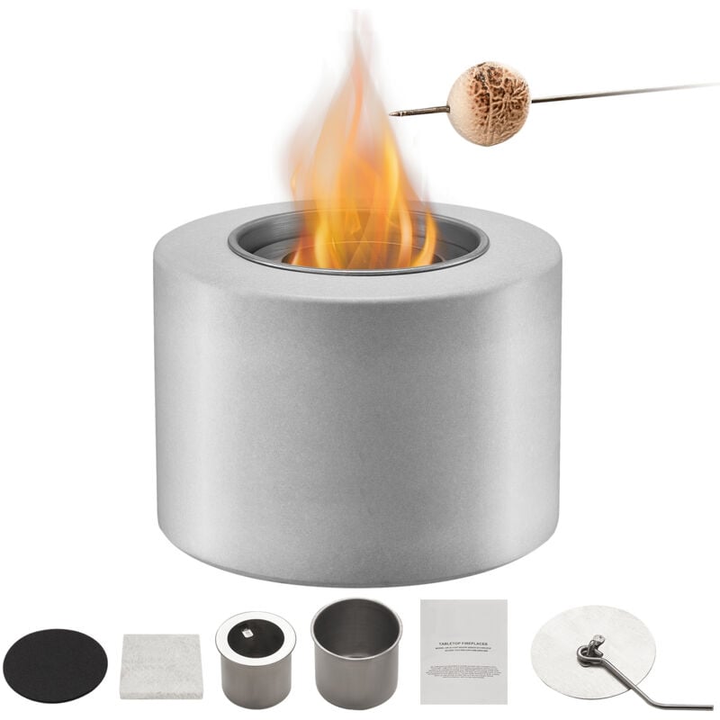 Mophorn - Foyer de table, foyer portatif en béton pour l'intérieur et l'extérieur, brûleur à alcool à friction pour s'mores, avec couvercle