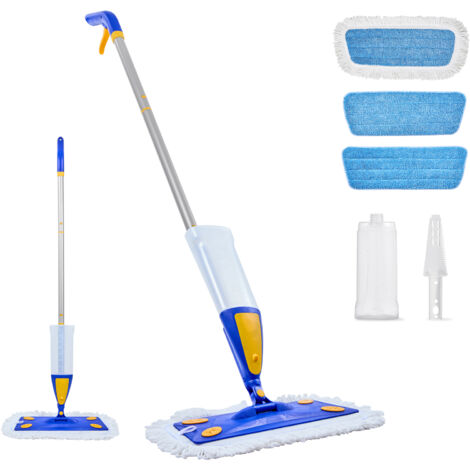 Mophorn Fregona con Pulverizador, 11,5 x 38 x 123 cm, incluye 3 Mopas Lavables y Reutilizables, Depósito de Agua Recargable de 800 ml y Sistema de Rociado para Suelos de Baldosas, Vinilo y Madera