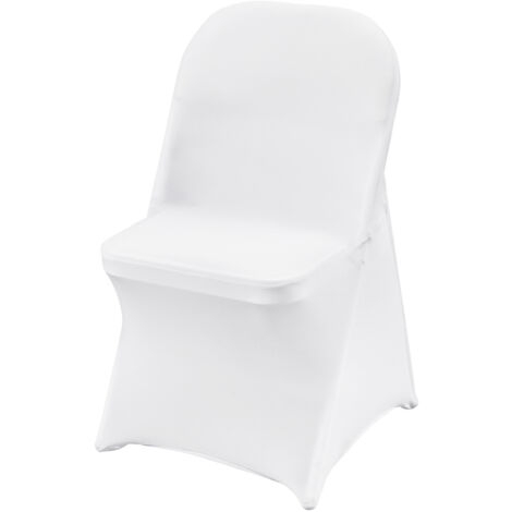 Mophorn Fundas para Sillas Plegables de Elastano Elástico, Fundas para Sillas Universales, Fundas Protectoras Lavables Extraíbles para Bodas, Banquetes, Fiestas 400 x 420 x 770 mm(100 Piezas Blanco)