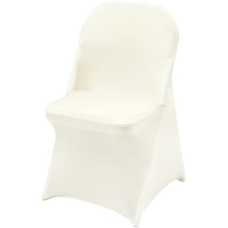 Mophorn Fundas para Sillas Plegables de Spandex Elástico, Funda para Silla Ajustable Universal, Fundas Protectoras Lavables Extraíbles, para Bodas, Vacaciones, Banquetes, 50 Unidades Blanco Marfil