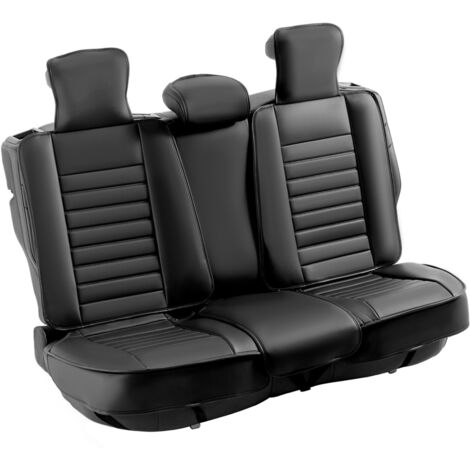 Mophorn Fundas Universales para Asientos Delanteros y Traseros de Automóvil, Juego Completo de Asientos, 9 Piezas de Fundas para Asientos de Piel Sintetica, Diseño Semicerrado, para los Autos, Negro