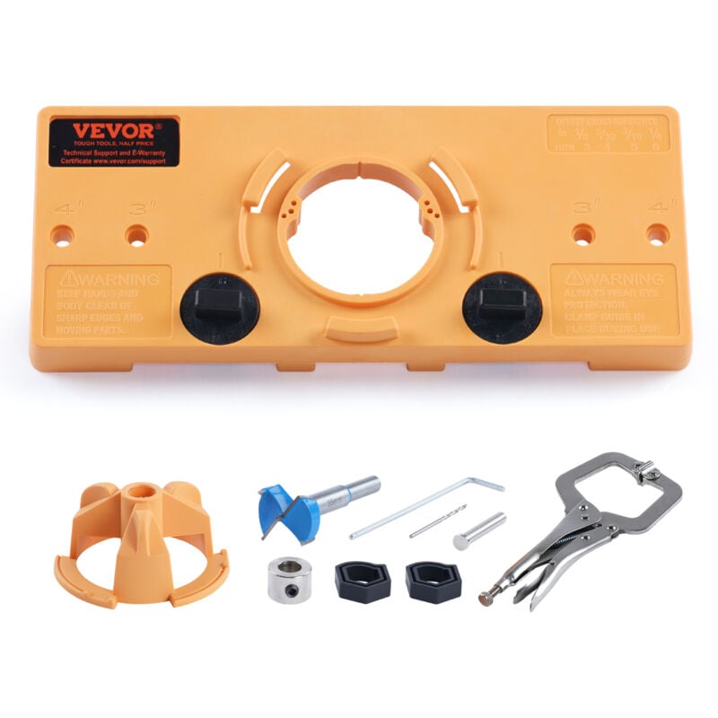 Vevor Gabarit de Charniere Dissimulee 35 et 26 mm Outil Pose Charniere Percage Precis en PA66 et Acier au Carbone Outil de Menuiserie pour le Montage