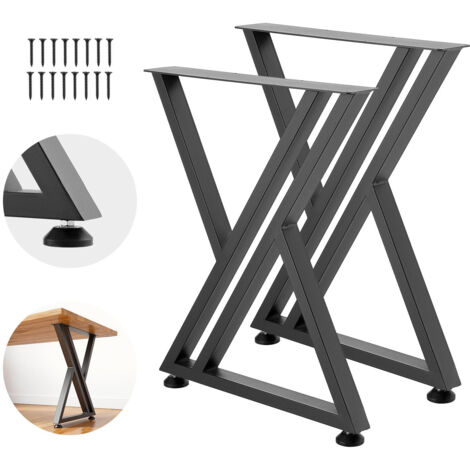 Mophorn Gambe in Acciaio per Tavolo, Struttura Smontabile a Forma di X, Facile da Installare, Capacità di Carico fino a 1000 kg, Ideali per Tavoli da Caffè e Bar, 74 x 61 cm, Set di 2, Nero