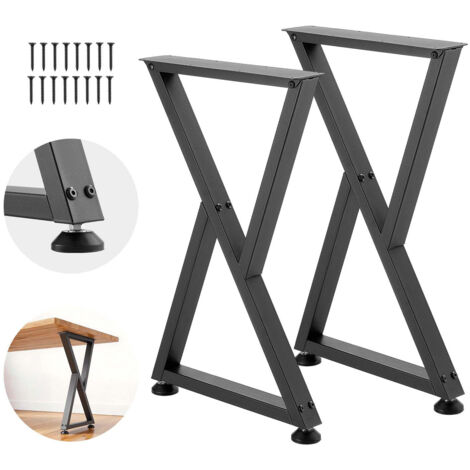 Mophorn Gambe per Tavolo in Acciaio, Smontabili e Modulari, Struttura a Z, Facili da Montare, Capacità di Carico Fino a 1000 kg, Ideali per Tavoli da Caffè e Bar, 74 x 47,2 cm, Set da 2, Colore Nero