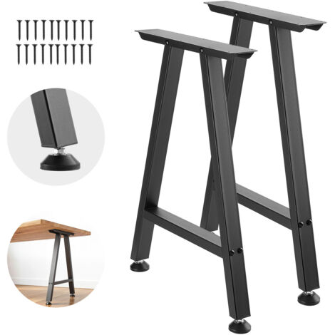 Mophorn Gambe per Tavolo in Acciaio, Struttura Smontabile, Design Modulare a Trapezio, Facile da Assemblare, Capacità di Carico Fino a 1000 kg, Ideale per Tavoli da Caffè, 74x55 cm, Set di 2, Nero