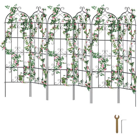 Mophorn Garden Trellis 71 x 20 in, 6 Packs Metal Flower Trellis, Outdoor Climbing Rose Trellis, Clematis Support for Courtyards Lawns