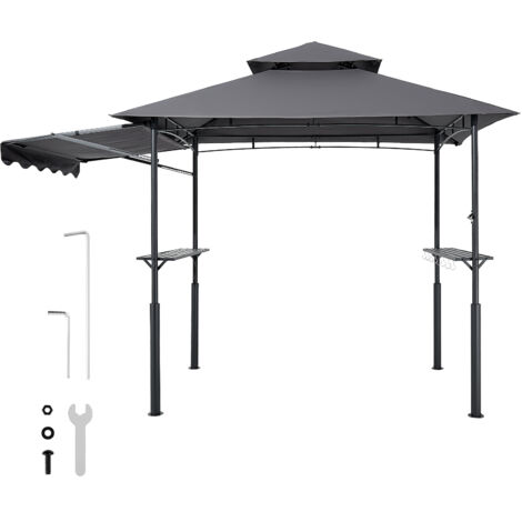 Mophorn Gazebo per barbecue 243x150 cm, struttura da esterno con tettoia a doppio livello, copertura in acciaio verniciato a polvere, ideale per grigliate, feste e picnic in giardino