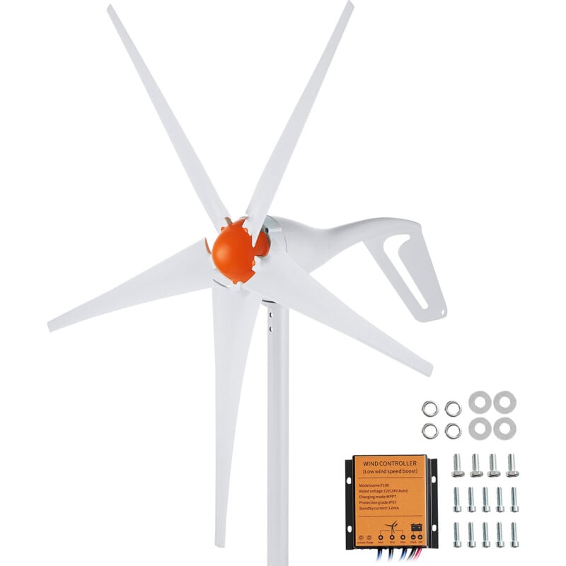 Mophorn - Générateur d'éolienne 500 w, kit d'énergie éolienne 12 v à 5 pales avec contrôleur mppt, direction du vent réglable et vitesse de démarrage