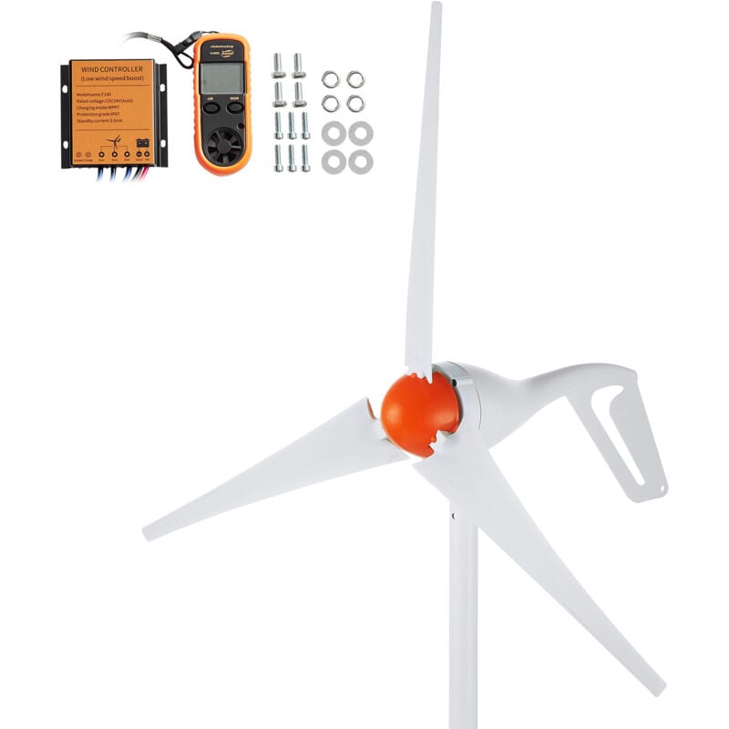 Mophorn - Générateur d'éolienne 500 w, système d'énergie éolienne à 3 pales 12 v avec anémomètre, contrôleur mppt et direction du vent réglable, pour