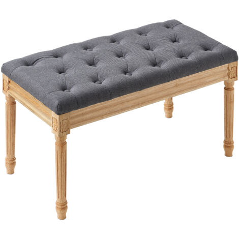 Mophorn Gepolsterte -Bank – Bequeme und stilvolle 16" breite Ottoman-Bank mit Schaumstoffpolsterung und Beinen aus Gummibaumholz. Ideal für Esszimmer, Wohnzimmer, Schlafzimmer oder Flur, grau