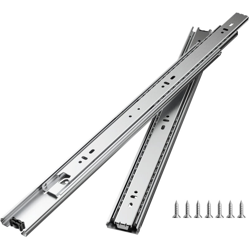 Glissières de tiroir, 10 paires, rails à billes à montage latéral 450 mm, capacité de charge 45 kg, en acier au carbone avec extension complète pour