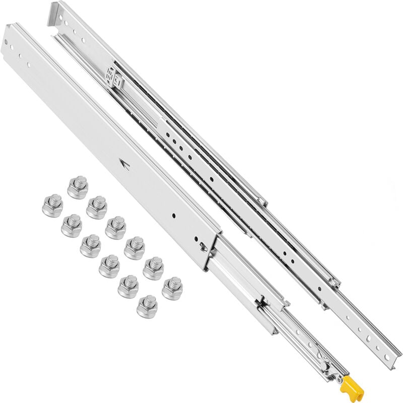 Glissières de tiroir robustes, longueur 40', capacité de 500 lb, extension complète, verrouillage, roulement à billes, montage latéral, poussée pour