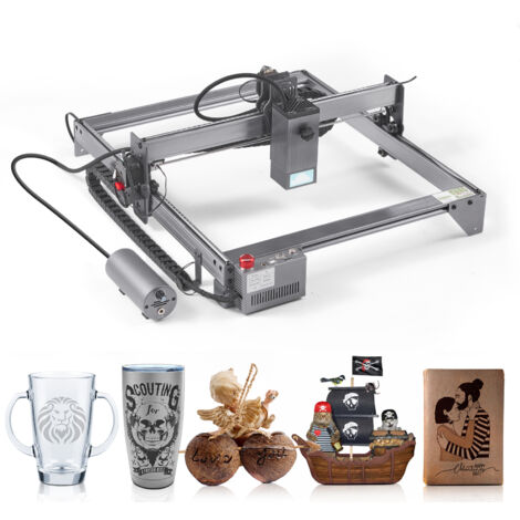 Mophorn Grabadora láser  de 20 W, máquina de grabado láser de 15,7" x 15,7", área de trabajo grande, velocidad de 10 000 mm/min, protección ocular, cortadora láser para madera, metal y acrílico