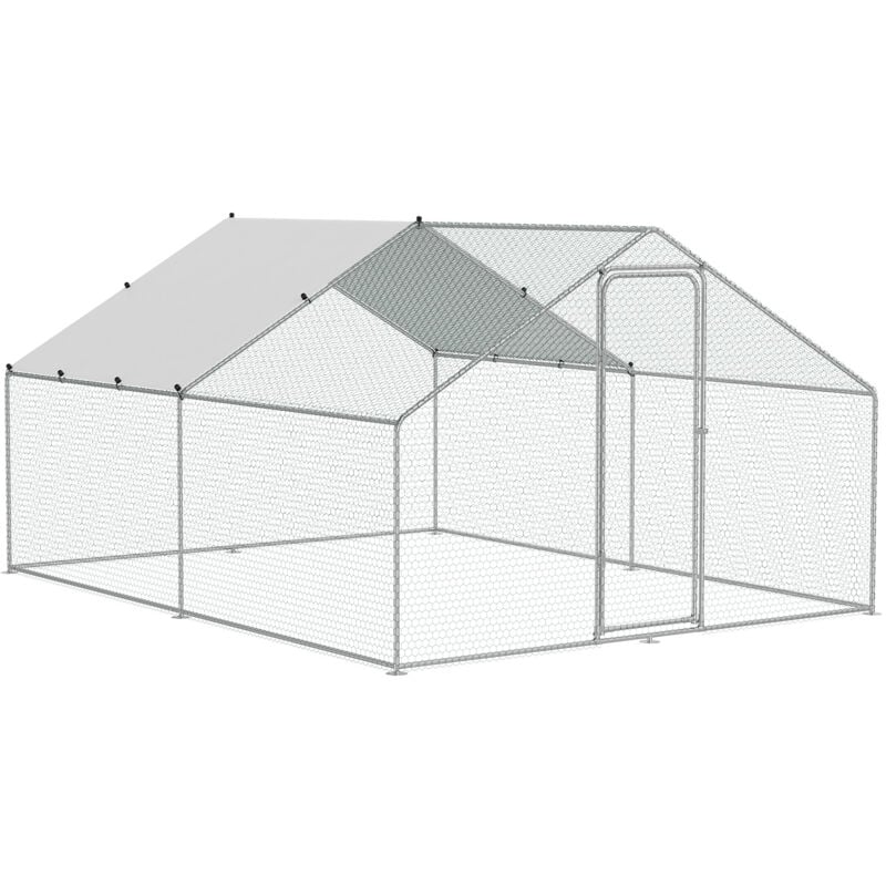 Mophorn - grand poulailler en métal, 9.8x12.9x6.5 pieds avec couvercle walk - in poulailler, poulailler à toit en spirale, serrure de sécurité